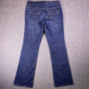 Gap Jeans Women 8 Dark Blue Fade Boot Flare Stretch Cargo Pocket Preppy Fit33x33